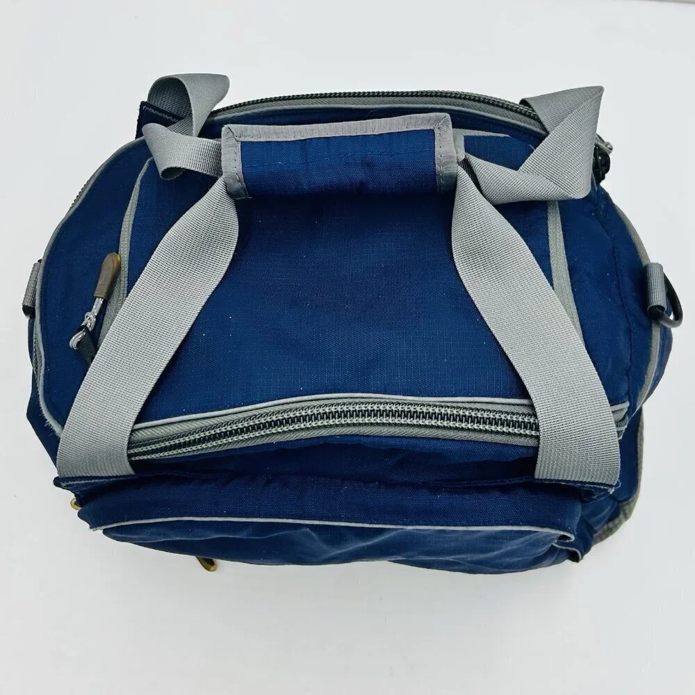 LL Bean Small Gym Travel Double Handle Bag with Built-in Cooler Blue Softshell